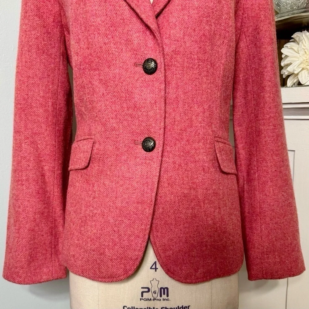 Talbots Classic Shetland Blazer Jacket Twill Pink Coral Herringbone 12 NWT - Picture 6 of 12
